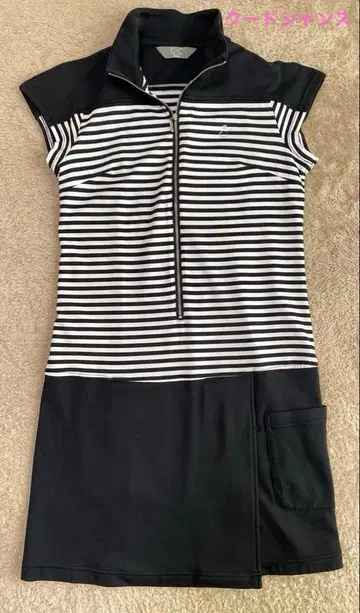 [ 새상품급 ] C de C 스트라이프 집업 원피스 L 블랙&화이트 골프