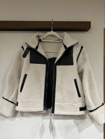 플리스 가죽 콤비 자켓