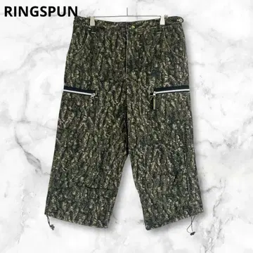 링 스팬 카모 패턴 카고 팬츠 크롭 기장 M 코튼 100% 올 패턴