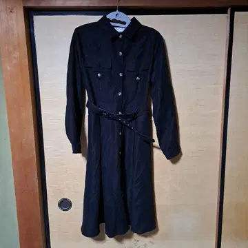 skysea 스카이씨 롱 원피스 코트 블랙 벨트