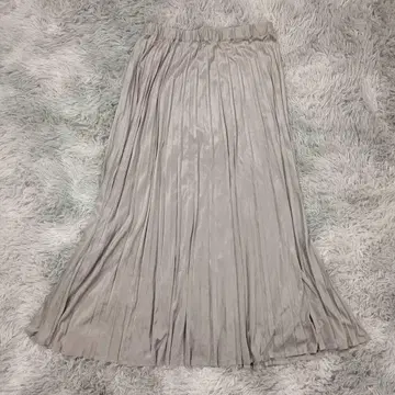 오파크 클립 롱 스커트 M 플리츠 아이보리 허리밴딩