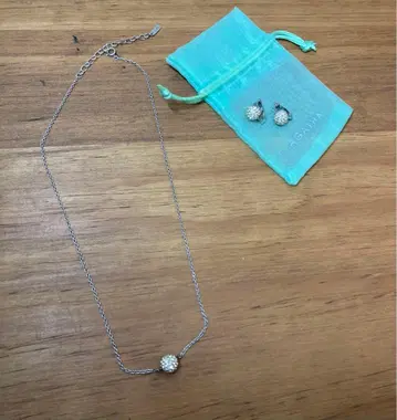 아가타 액세서리 목걸이 귀찌 실버 2점