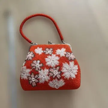 꽃무늬 자수 비즈 일본 의류용 백 레트로