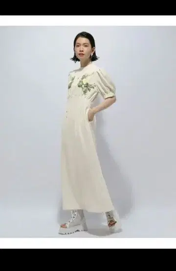 HARE 플라워 스트레이트 원피스 레이스 꽃무늬