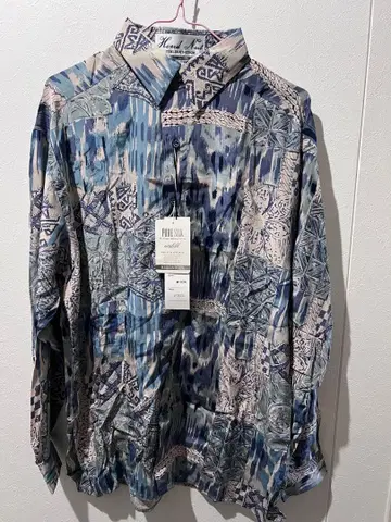 실크 긴팔 셔츠 택 포함 새상품 블루 계열 올 패턴 정가 19,000