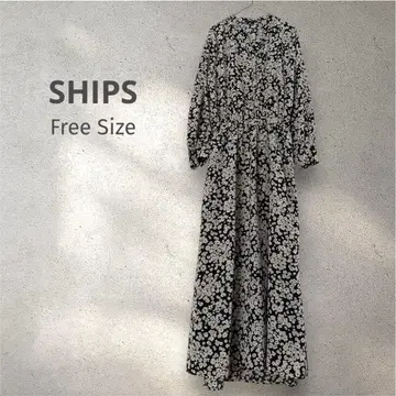 새상품급 SHIPS 플라워 프린트 롱 셔츠 원피스 올 패턴