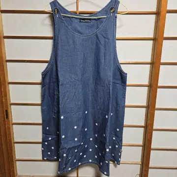 drugstore 네이비 도트 무늬 슬리브리스 원피스