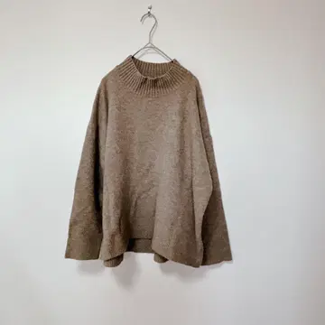 유니클로 [XL] 니트/심플 리브 빅 루즈 모직 가을/겨울 미색 긴팔