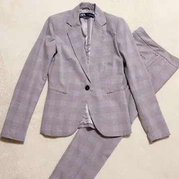 새상품급 ZARA 팬츠 수트 셋업 그레이 체크 34