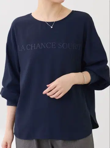 콜라주 개럴개런트 소매 라메 리브 2WAY 로고 롱T