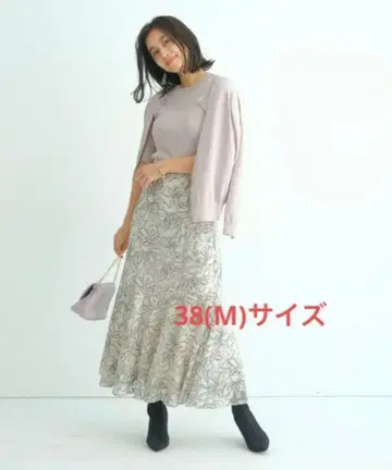 마이 스트라다 아이리스 레이스 플레어 스커트 베이지