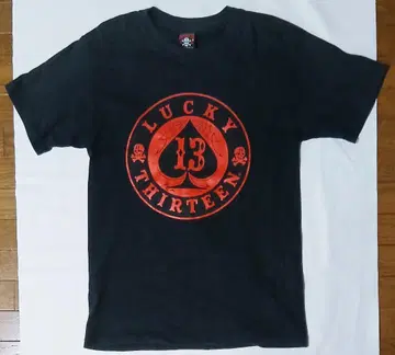 럭키13 LUCKY 13 스네이크 로고 블랙 티셔츠