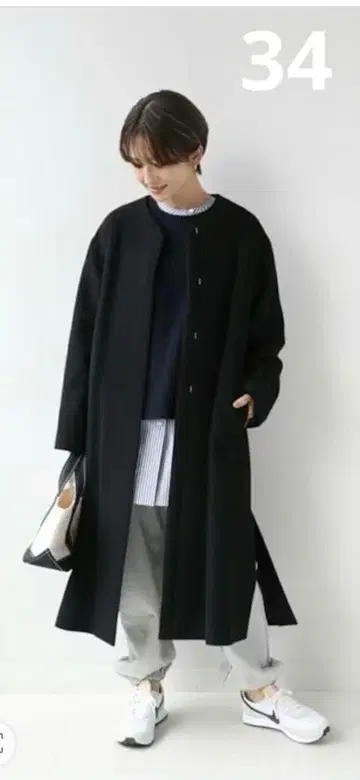 저널 스탠다드 리룸 울 소프트 멜톤 노카라 코트 34