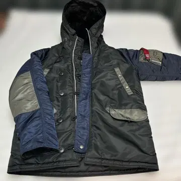 ALPHA INDUSTRIES 후드 부착 밀리터리 자켓 L 사이즈