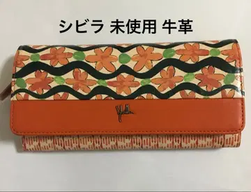 새상품 미사용 시빌라 소가죽 장지갑 꽃무늬 오렌지 이토킨