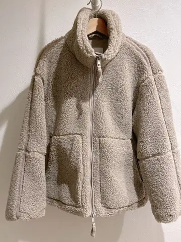 베이지 루즈 테디 보아 자켓 플리스 자켓 지퍼 포함