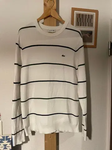 LACOSTE 스트라이프 긴팔 스웨터 코튼