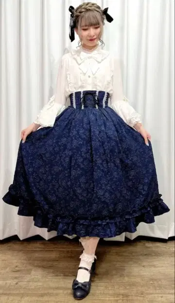 axes femme kawaii 메아리 스커트 ( 네이비 )