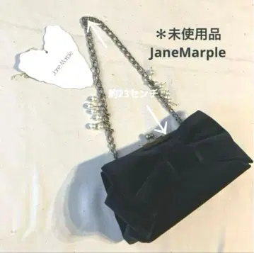 *미사용품 JaneMarple 벨벳 소재 리본 가마구치 체인 bag