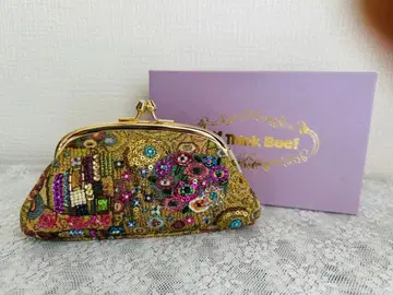 [ 미사용 ] Think Bee! 비즈 자수 가마구치 파우치