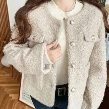 M moment+ 새상품, 미사용 그레이 베이지 노카라 자켓