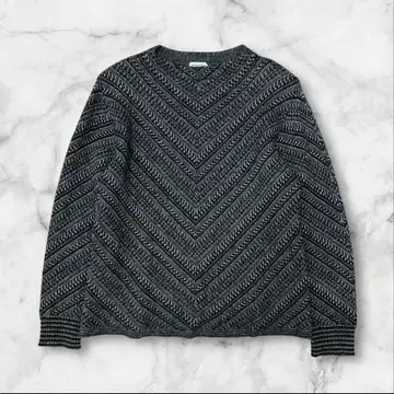 니트 스웨터 상의 모드 성숙 캐주얼 헤링본 무늬 그레이