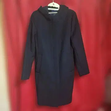 쉽스 네이비 후드 부착 울 코트 38 (벌레 먹은 부분 있음)