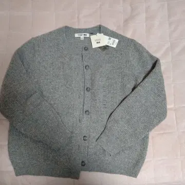 유니클로 울 블렌드 크루넥 가디건 XXL 그레이