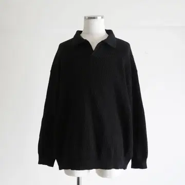 UNCLE FU 로우 게이지 스키퍼 니트 블랙 L