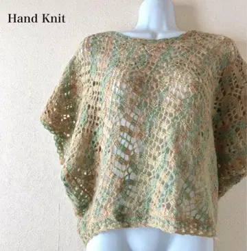 핸드니트 하마나카 실 손뜨개질 시스루 크로셰 모헤어 혼방 니트 레이어드