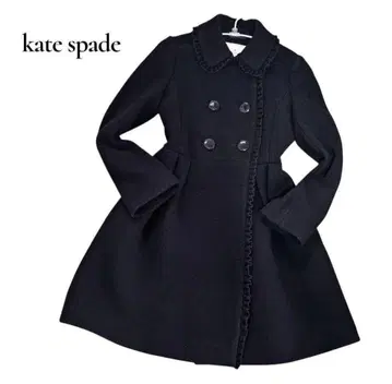 케이트 스페이드 플레어 리본 예비 버튼 포함 블랙 코트