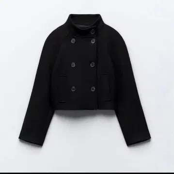 ZARA 크롭 더블 브레스트 울 블렌드 코트 S