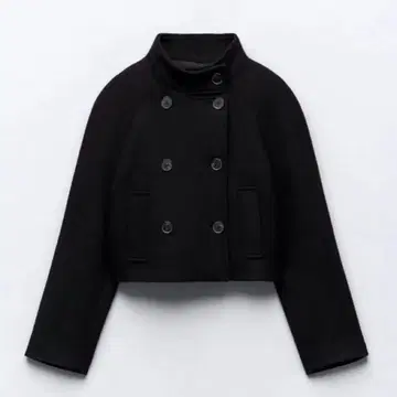 ZARA 크롭 더블 브레스트 울 블렌드 코트 S