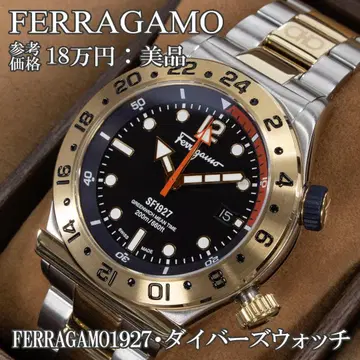 페라가모 손목시계 남성용 1927 블랙 간치니 로고 화려한 콤비 컬러