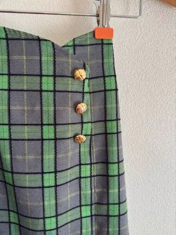 귀여운 타탄 체크 스커트 M 사이즈 그린&그레이