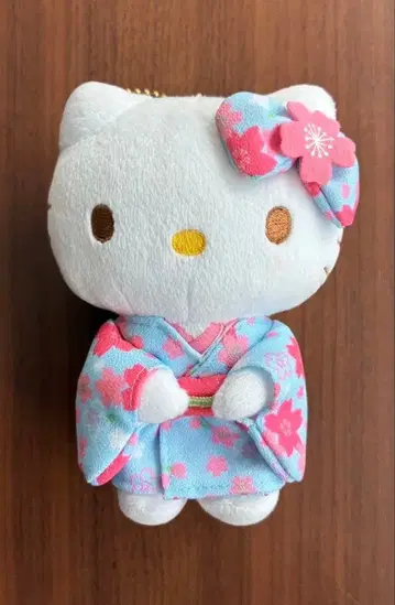 키티 벚꽃 기모노 시리즈 마스코트 봉제 인형 키링 스카이블루