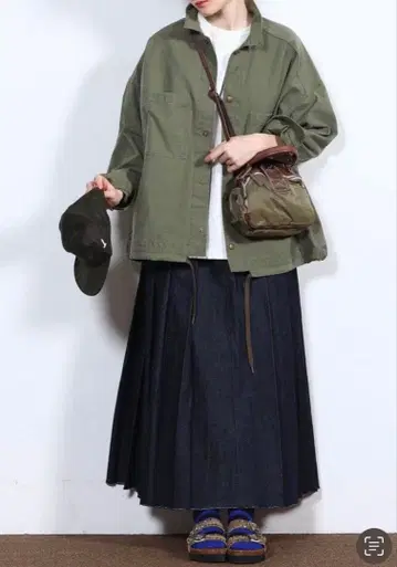 저널 스탠다드 랙 백 새틴 밀리터리 블루종 카키