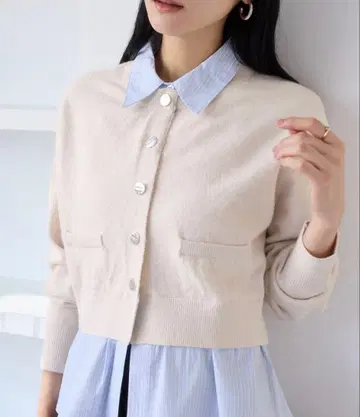 VIS 셔츠 레이어드 스타일 메탈 버튼 가디건