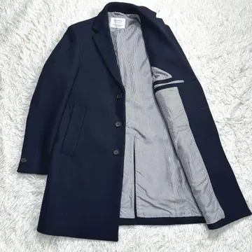 새상품급 EDIFICE 체스터 코트 고급 울 46 네이비