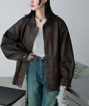 빈티지 라이크 더블 지퍼 빅 블루종