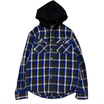BLUCO 체크 헤비 플란넬 셔츠 후드티 워크 자켓 M 파랑