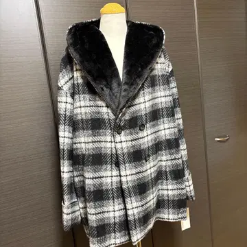 아얀 후디드 체크 코트 택 포함 새상품