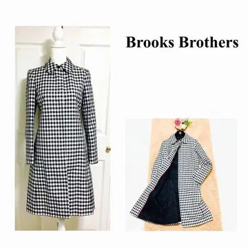 브룩스 브라더스 깅엄 체크 롱 코트 0