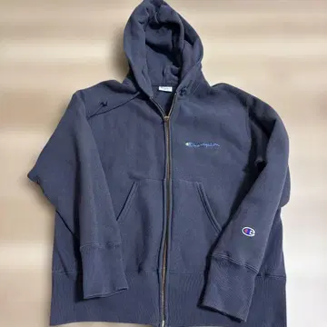 Champion 풀 집업 후드티 다크 그레이