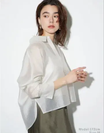 새상품 택 포함 PLST 시어 크롭 셔츠 화이트 S