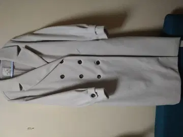 화이트 더블 브레스트 롱 코트 M