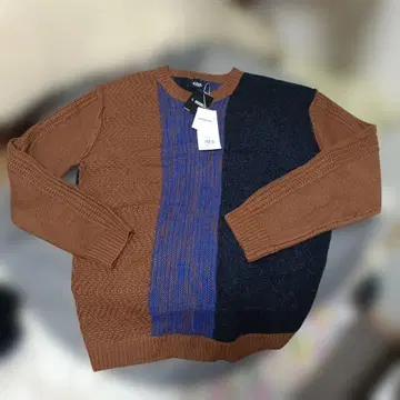 AZUL by moussy CRAZYPattern 니트 브라운/네이비