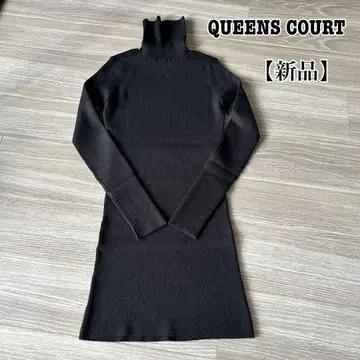 QUEENS COURT 블랙 리브 터틀넥 니트