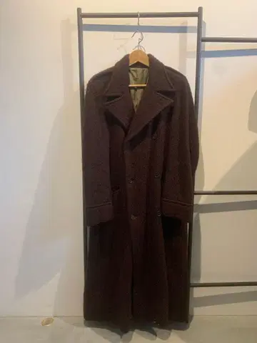 [레어 컬러] 모헤어 혼방 롱 더블 코트 브라운 계열