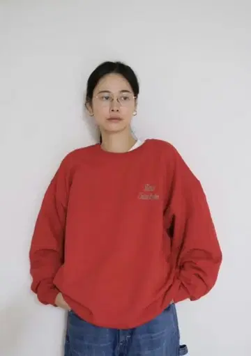 다나카 셴 x 프룻 오브 더 룸 콜라보 맨투맨 크림슨